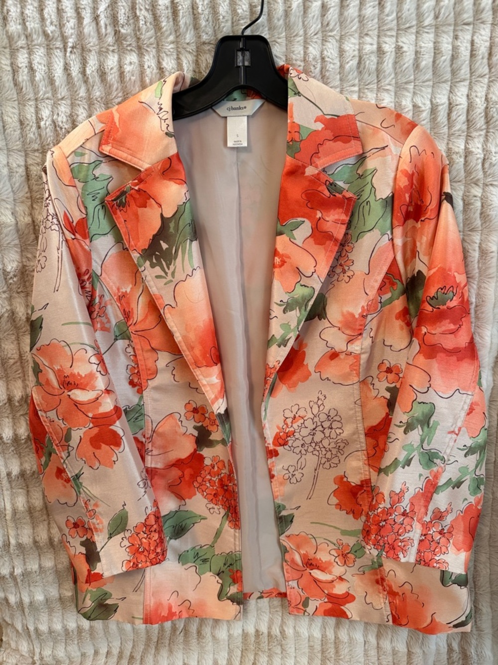 CJ Banks Coral Floral Open-Front Blazer